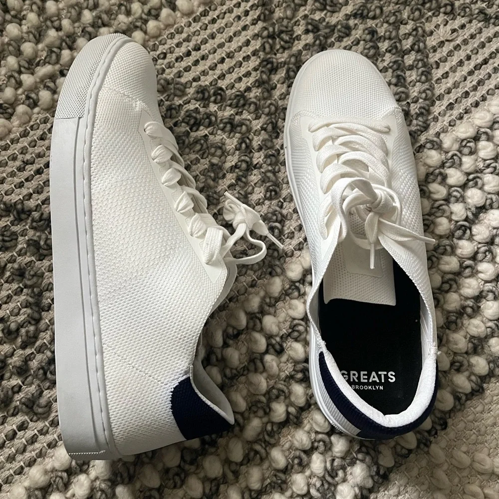 NWOB GREATS BROOKLYN G-Knit White / Navy Sneakers Mens Size: 11